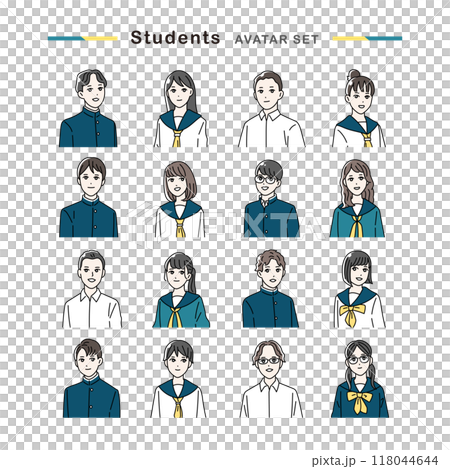 Avatar set of smiling students in uniform 118044644