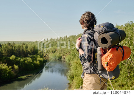 Admiring majestic scenery during trip 118044874