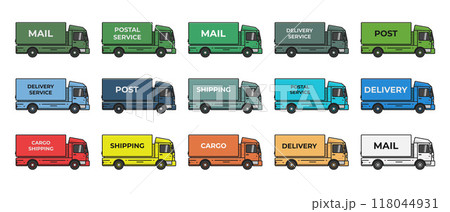 post mail delivery lorry truck side view...のイラスト素材 [118044931] - PIXTA