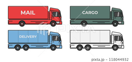 post mail delivery lorry truck side view cartoon style vector flat illustration 118044932