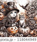 かぼちゃと黒猫とハロウィンの夜 118044949