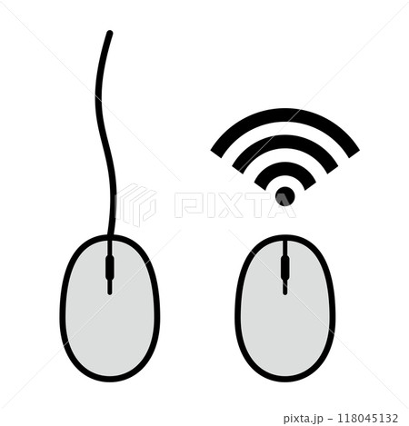 シンプルな有線マウスと無線マウスのイラスト シンプルな有線マウスと無線マウスのイラスト 118045132