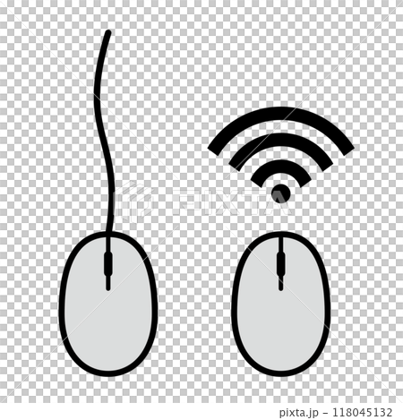 シンプルな有線マウスと無線マウスのイラスト シンプルな有線マウスと無線マウスのイラスト 118045132