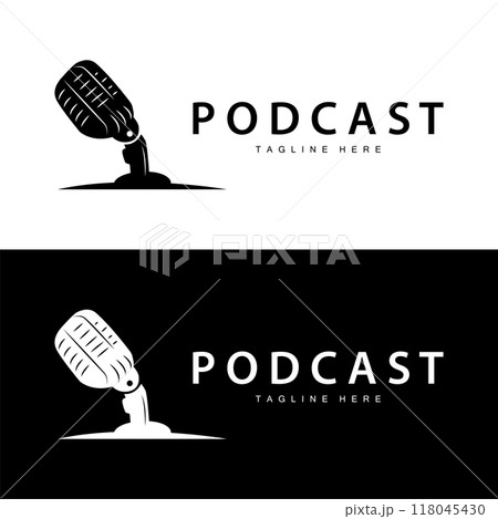 Podcast Logo, Vector, Headset and Chat, Simple Vintage Microphone Design Podcast Logo, Vector, Headset and Chat, Simple Vintage Microphone Design 118045430