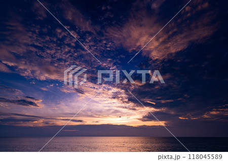 Sunset sky, Nature beautiful Light Sunset or sunrise over sea, Colorful dramatic majestic scenery sky,Amazing clouds and waves in sunset sky nature light cloud background 118045589
