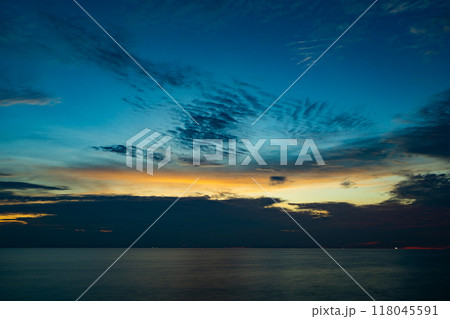 Sunset sky, Nature beautiful Light Sunset or sunrise over sea, Colorful dramatic majestic scenery sky,Amazing clouds and waves in sunset sky nature light cloud background 118045591