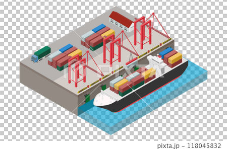 Isometric illustration: container port 118045832