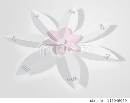 花と葉のモノトーンインフォグラフィック　一週間　ベクターイラストレーション 118046059