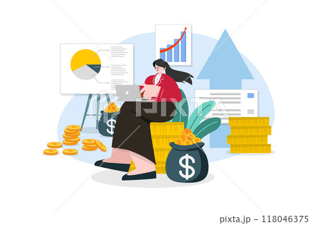 Business financial growth Illustration concept on white background 118046375
