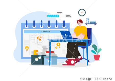 Business employees maintain a schedule Business employees maintain a schedule 118046378
