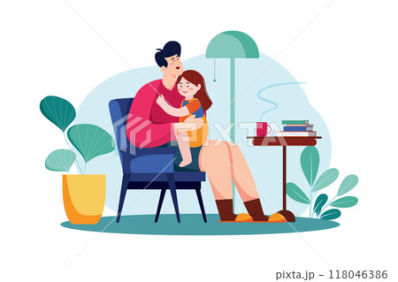 Little daughter hugging father 118046386