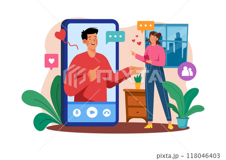 Video calling with loved ones Video calling with loved ones 118046403