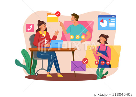 Business team doing video meeting Business team doing video meeting 118046405