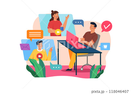 People chatting on a video call People chatting on a video call 118046407
