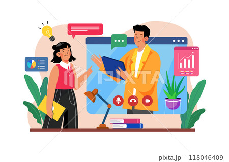 Employee doing online meeting 118046409