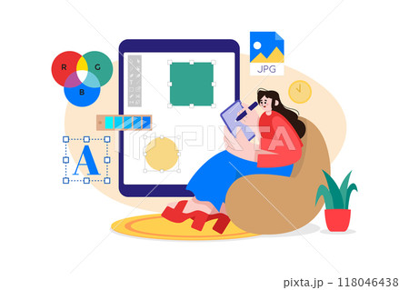 Female designer drawing design with tablet 118046438