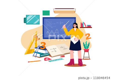 Math teacher Illustration concept on white background 118046454