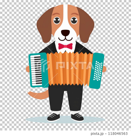 穿著燕尾服拉手風琴的比格犬3 / 傳單和海報材料 118046563