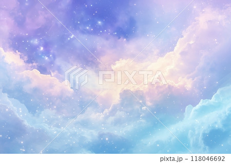 背景素材:柔らかなパステルの雲が広がる穏やかで夢のようなネビュラ 背景素材:柔らかなパステルの雲が広がる穏やかで夢のようなネビュラ 118046692