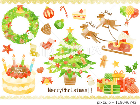 かわいいクリスマスのイラスト素材セット 118046742