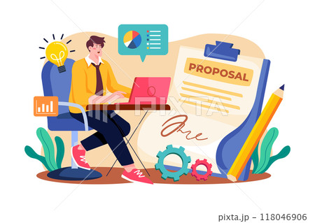 Proposal Writer Illustration concept on white background 118046906
