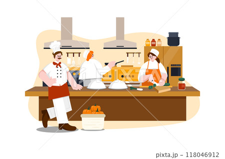 Restaurant Service flat illustration concept on white background 118046912
