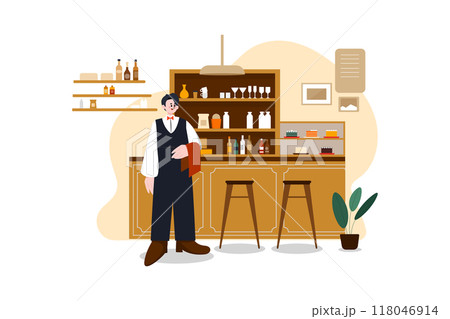Restaurant Service flat illustration concept on white background 118046914