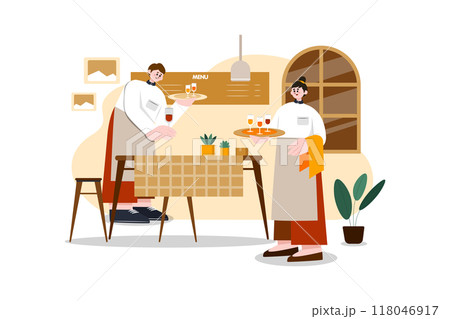 Restaurant Service flat illustration concept on white background 118046917