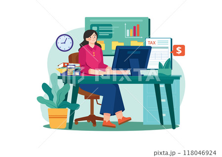 Bookkeeper Illustration concept on white background Bookkeeper Illustration concept on white background 118046924