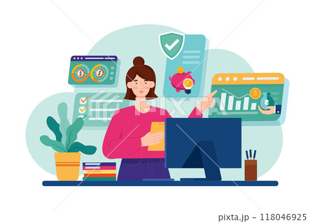 Benefits Manager Illustration concept on white background Benefits Manager Illustration concept on white background 118046925
