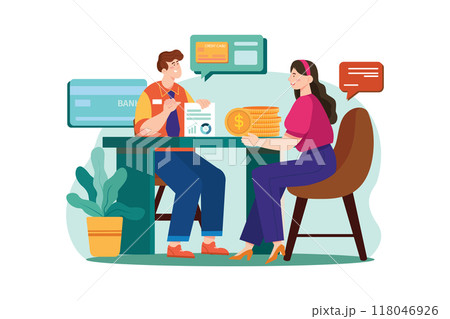 Credit Counselor Illustration concept on white background Credit Counselor Illustration concept on white background 118046926