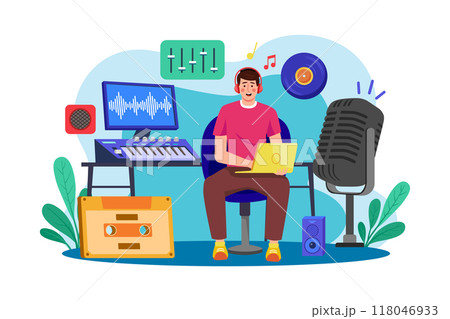 Music Producer Illustration concept on white background 118046933
