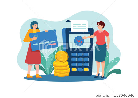 Customer Service flat illustration concept on white background Customer Service flat illustration concept on white background 118046946