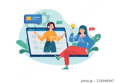 Customer Service flat illustration concept on white background 118046947