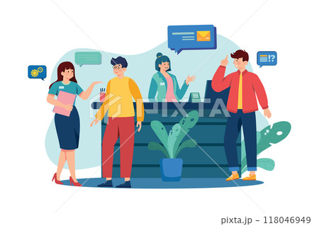 Customer Service flat illustration concept on white background 118046949
