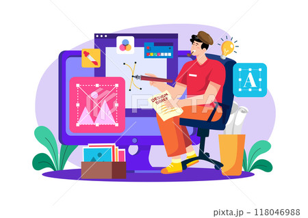 Graphic Designer Illustration concept on white background 118046988
