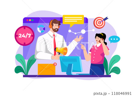 Marketing Consultant Illustration concept on white background Marketing Consultant Illustration concept on white background 118046991