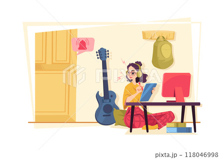 Remote working Illustration concept on white background Remote working Illustration concept on white background 118046998