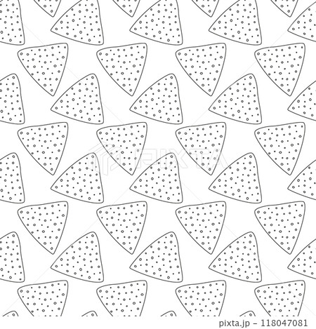 Outline Mexican Nachos chips Seamless pattern. Isolated decorative wallpaper background texture  118047081