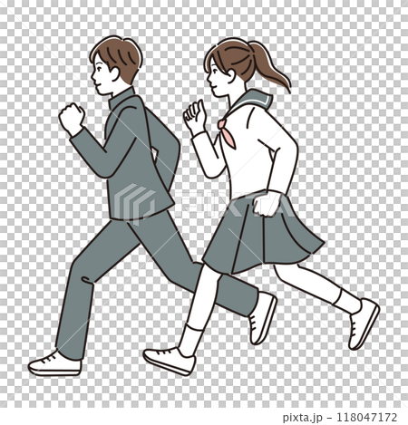 穿著校服奔跑的國中生 118047172
