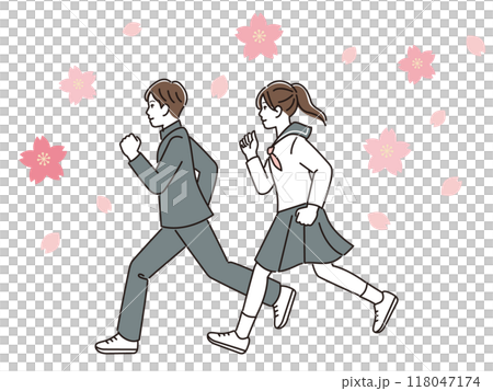 櫻花盛開時奔跑的國中生 櫻花盛開時奔跑的國中生 118047174