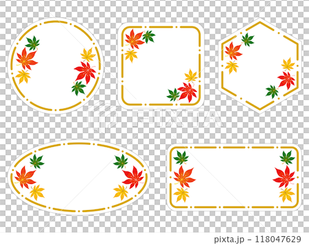 White label with autumn leaves like flowers 118047629