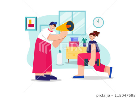 Personal Trainer Illustration concept on white background Personal Trainer Illustration concept on white background 118047698