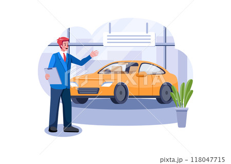 Car showroom manager dealing with car 118047715