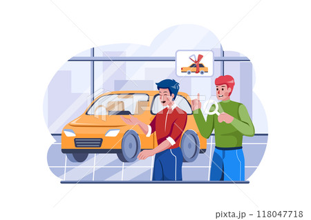 Buyer choosing automobile in store 118047718