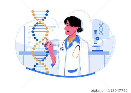 Female scientist doing DNA research 118047722