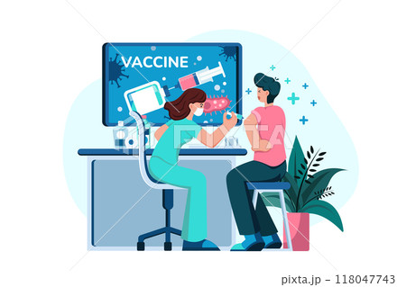 Doctor is injecting a vaccine into his patient 118047743
