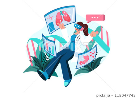 Doctor is studying medicine using VR 118047745