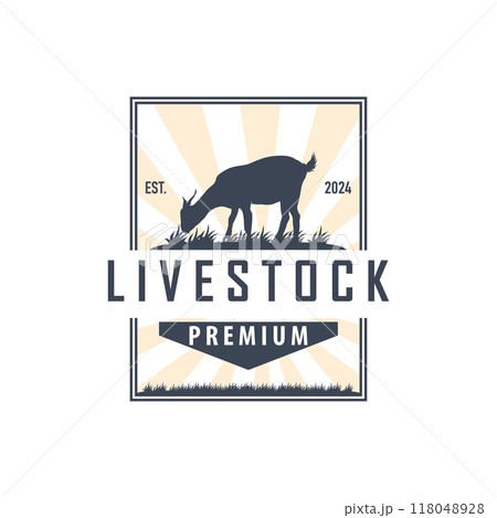 Cattle Farm Livestock Logo, Farm Garden Land Agriculture Retro Vintage Emblem Design Cattle Farm Livestock Logo, Farm Garden Land Agriculture Retro Vintage Emblem Design 118048928