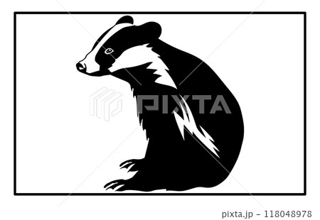 Badger Black Silhouette Desain,  badger silhouette view side for retro logos, 118048978